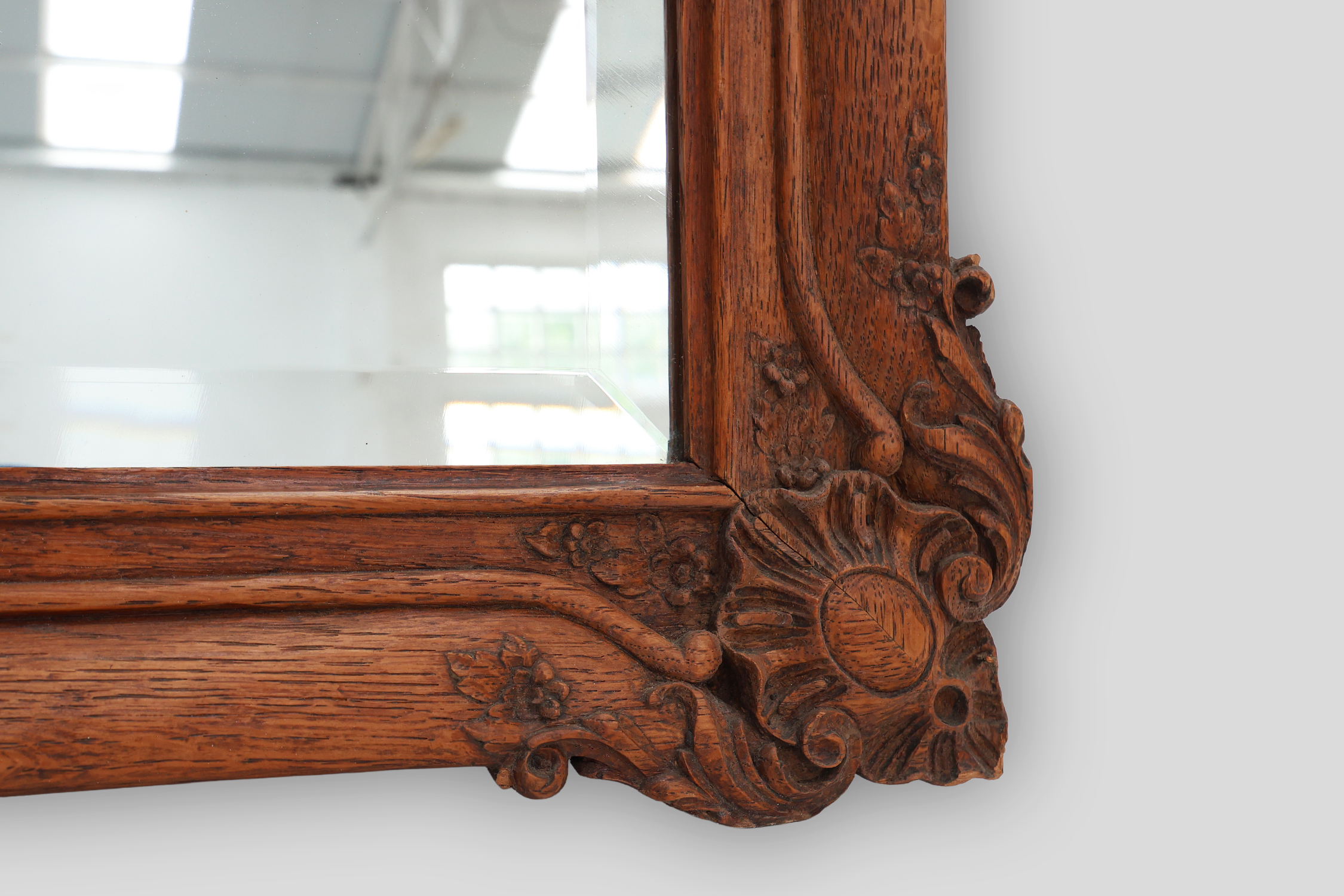 Baroque carved wooden beveled mirror in Louis XV style, France 1900sthumbnail